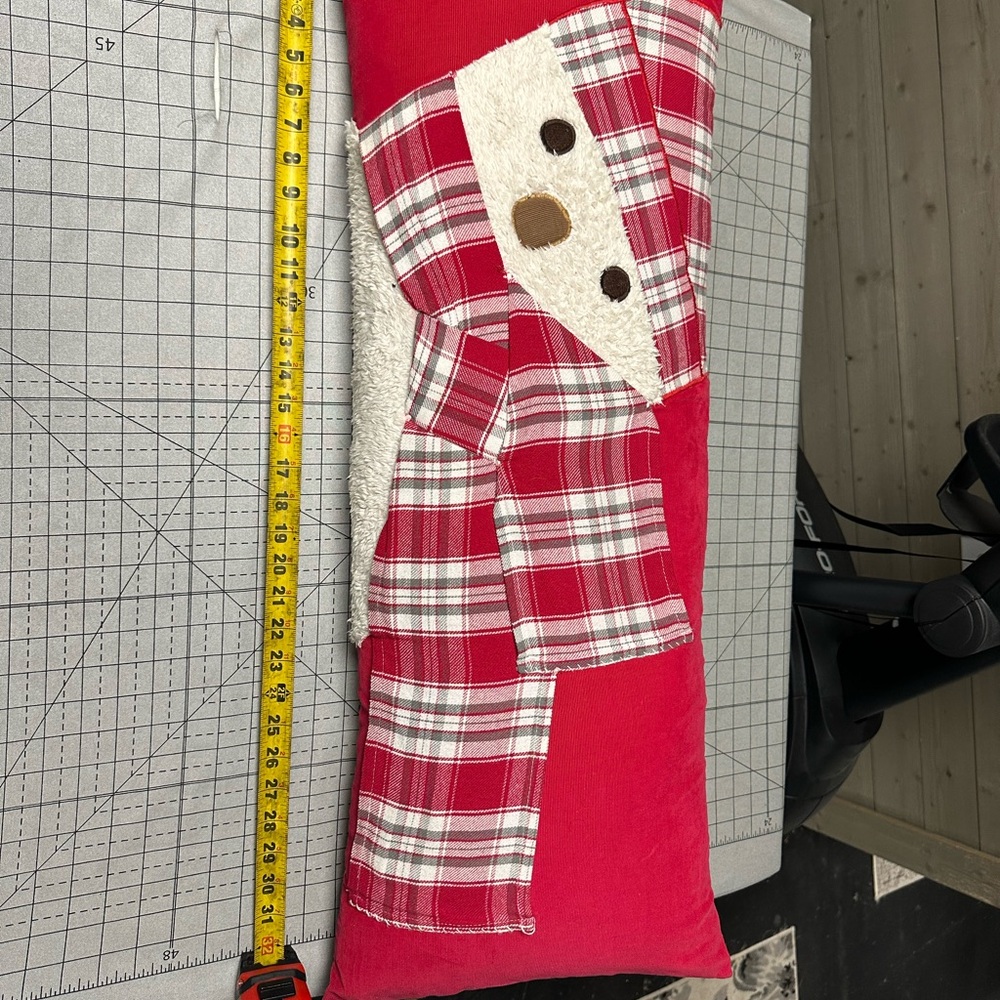 Pottery barn kids Red Plaid Santa Pillow
